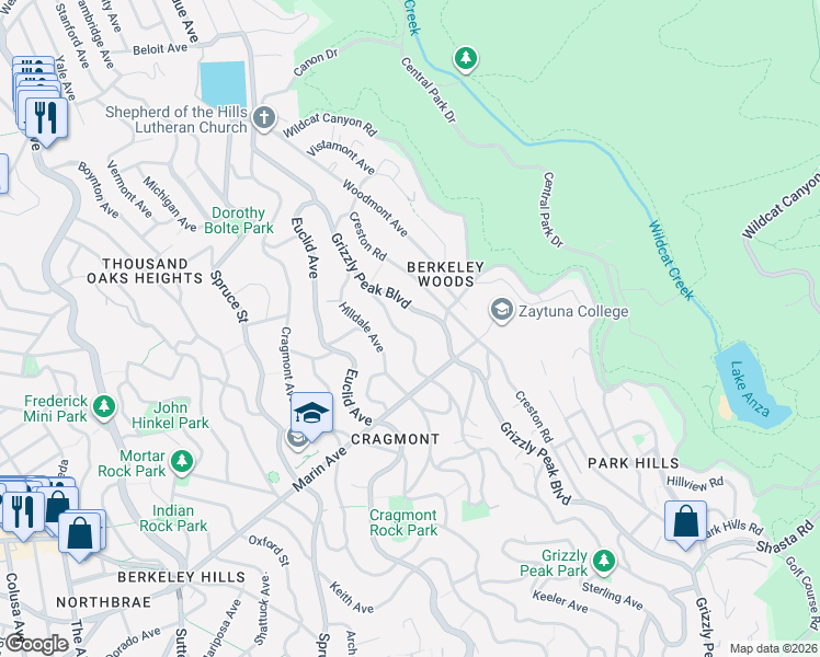 map of restaurants, bars, coffee shops, grocery stores, and more near 780 Keeler Avenue in Berkeley