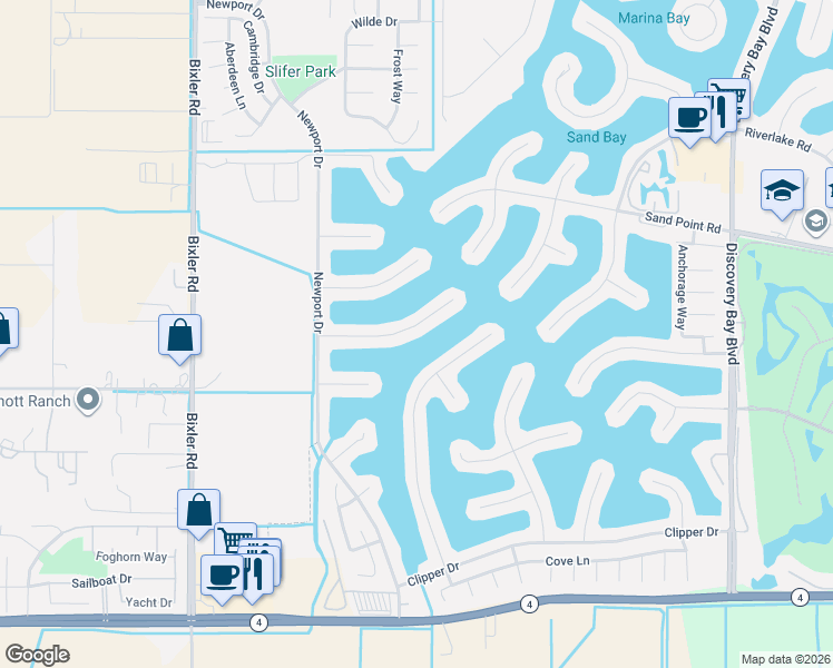 map of restaurants, bars, coffee shops, grocery stores, and more near 4174 Beacon Place in Discovery Bay