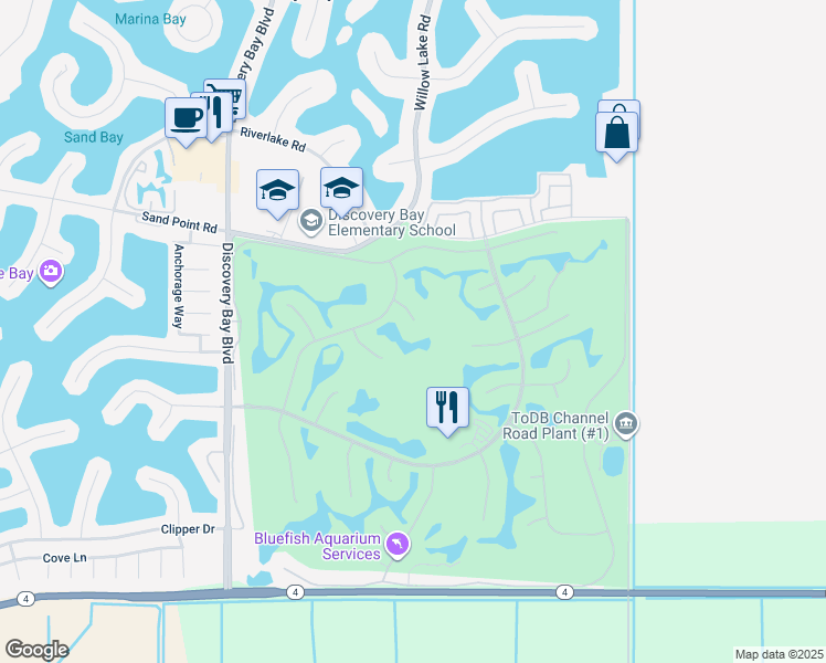 map of restaurants, bars, coffee shops, grocery stores, and more near 5550 Lanai Court in Discovery Bay