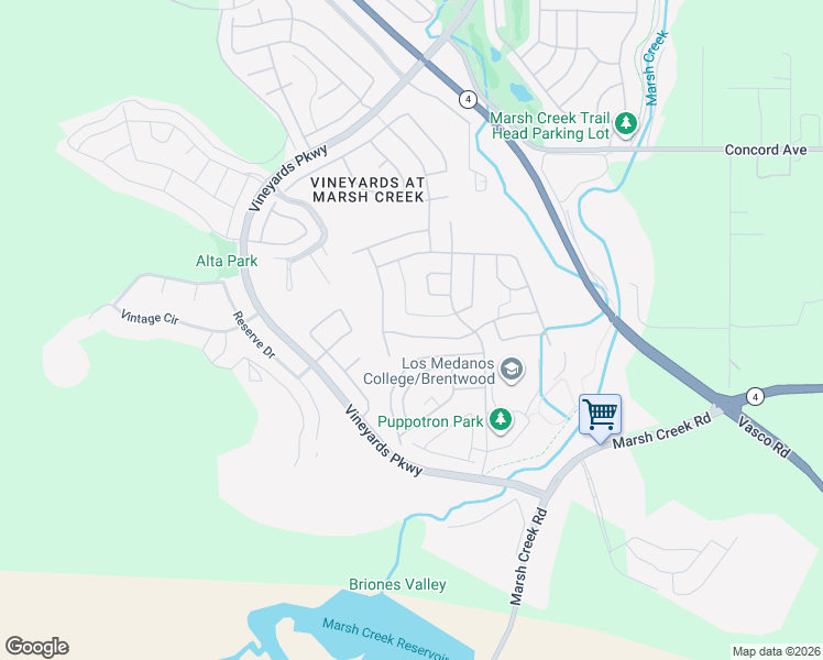 map of restaurants, bars, coffee shops, grocery stores, and more near 1963 Barbaresco Lane in Brentwood