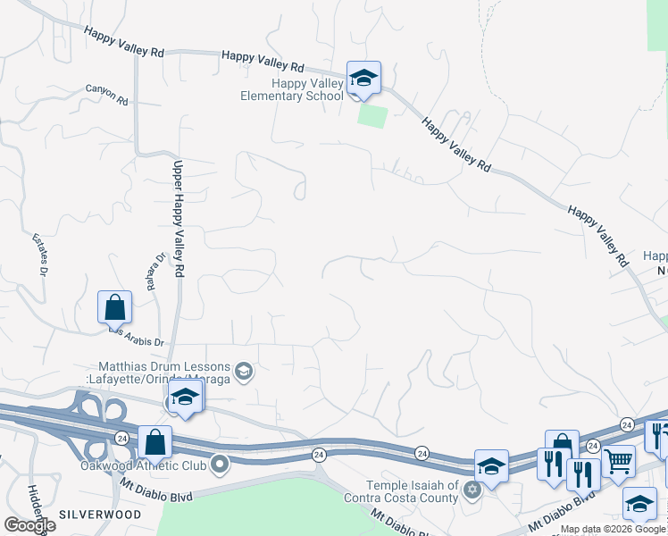 map of restaurants, bars, coffee shops, grocery stores, and more near 3933 Quail Ridge Road in Lafayette