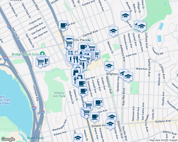 map of restaurants, bars, coffee shops, grocery stores, and more near 402 Cornell Avenue in Albany