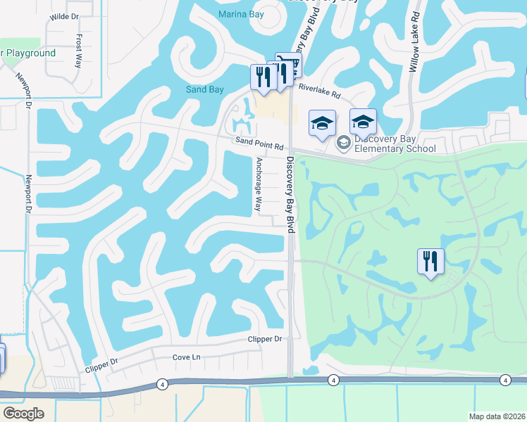 map of restaurants, bars, coffee shops, grocery stores, and more near 2271 Biscay Court in Discovery Bay