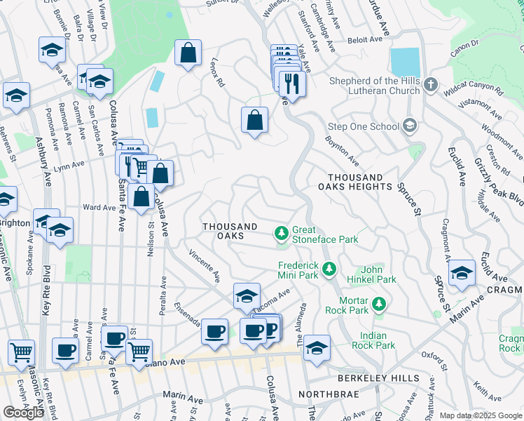 map of restaurants, bars, coffee shops, grocery stores, and more near in Berkeley