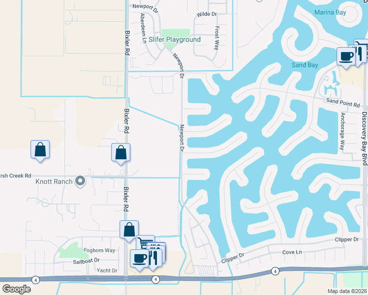 map of restaurants, bars, coffee shops, grocery stores, and more near 1989 Newport Drive in Discovery Bay
