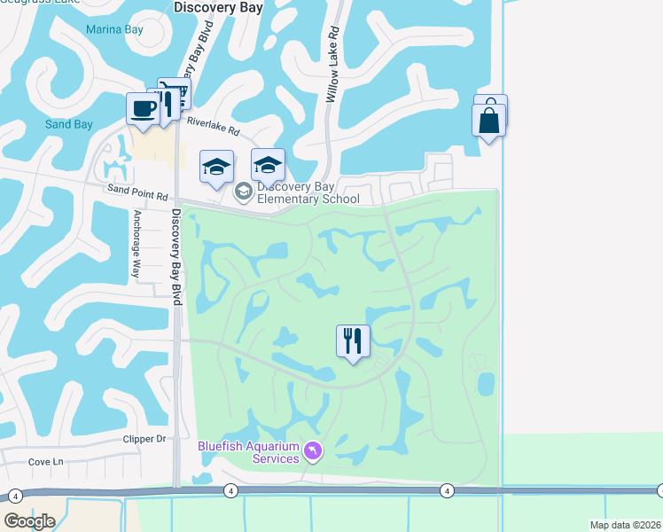 map of restaurants, bars, coffee shops, grocery stores, and more near 5541 Lanai Court in Discovery Bay