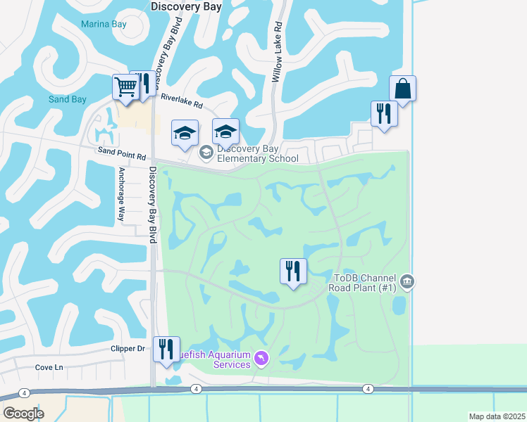 map of restaurants, bars, coffee shops, grocery stores, and more near 5510 Lanai Court in Discovery Bay