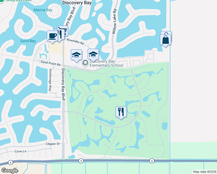 map of restaurants, bars, coffee shops, grocery stores, and more near 5510 Lanai Court in Discovery Bay