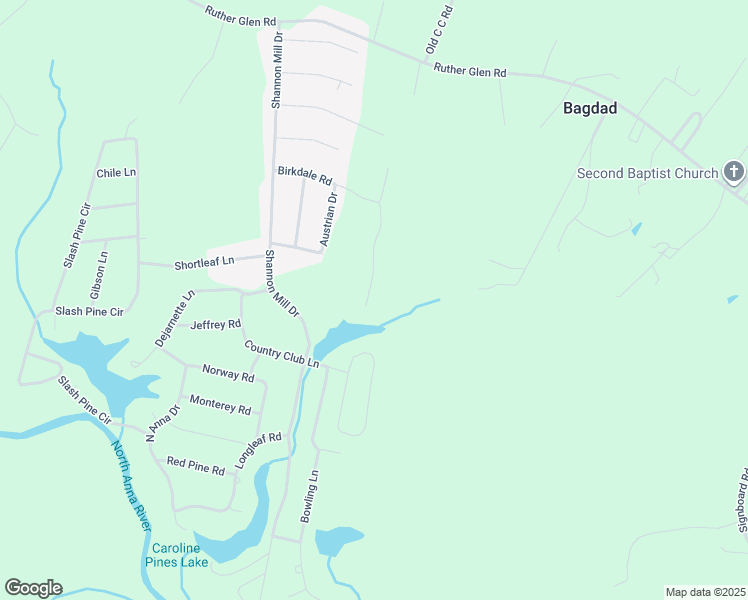 map of restaurants, bars, coffee shops, grocery stores, and more near 26361 Hill Road in Ruther Glen