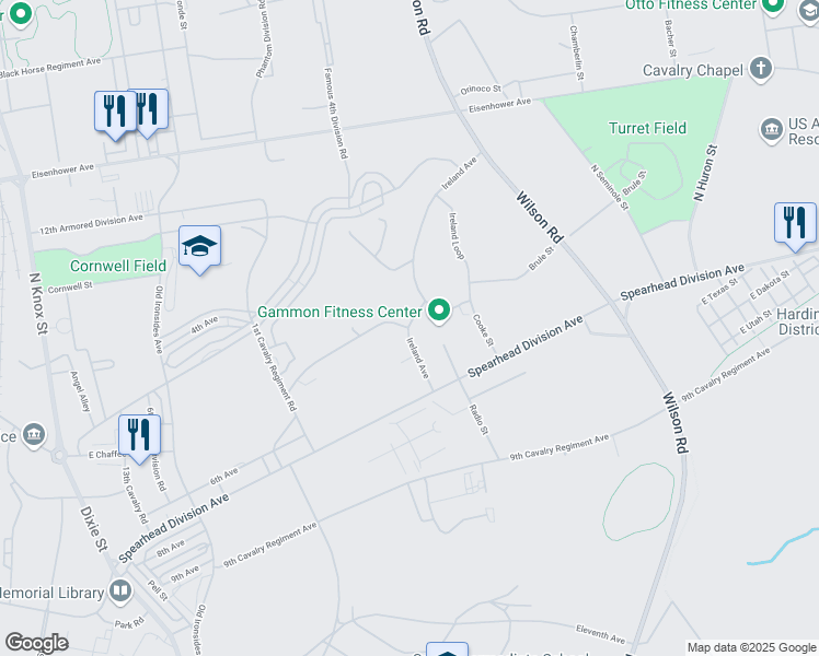 map of restaurants, bars, coffee shops, grocery stores, and more near 853 Ireland Avenue in Fort Knox