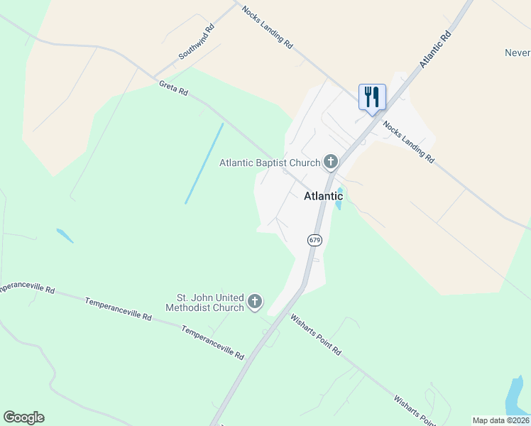 map of restaurants, bars, coffee shops, grocery stores, and more near 10136-10144 Pineview Road in Atlantic