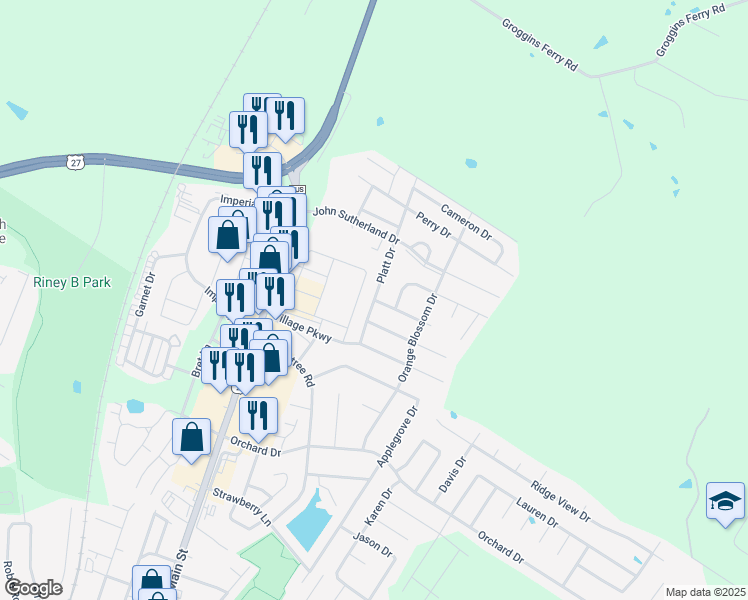map of restaurants, bars, coffee shops, grocery stores, and more near 336 Platt Drive in Nicholasville