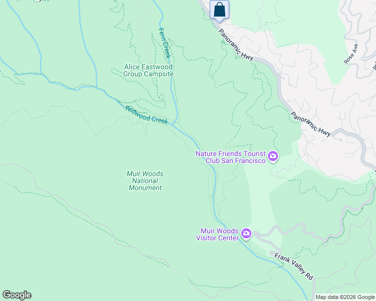 map of restaurants, bars, coffee shops, grocery stores, and more near Hillside Trail in Marin County
