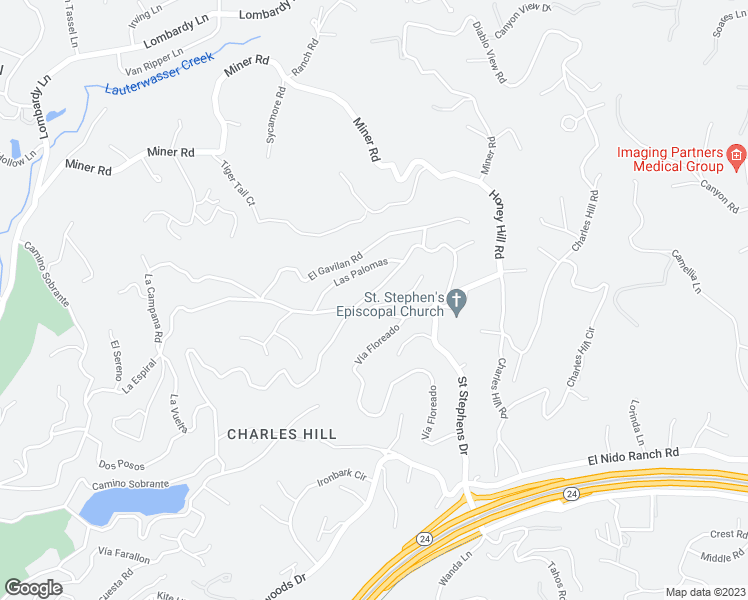 map of restaurants, bars, coffee shops, grocery stores, and more near 7 El Verano in Orinda