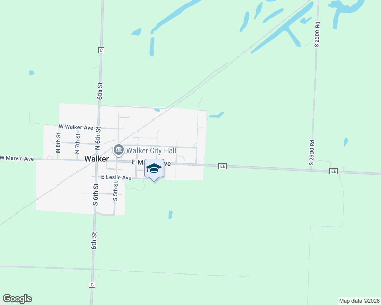 map of restaurants, bars, coffee shops, grocery stores, and more near 108 1st Street in Walker