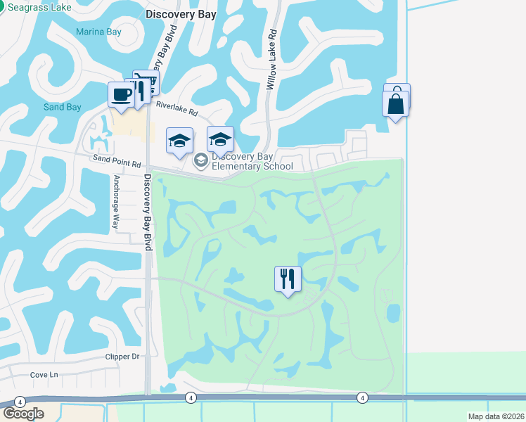 map of restaurants, bars, coffee shops, grocery stores, and more near 5511 Lanai Court in Discovery Bay