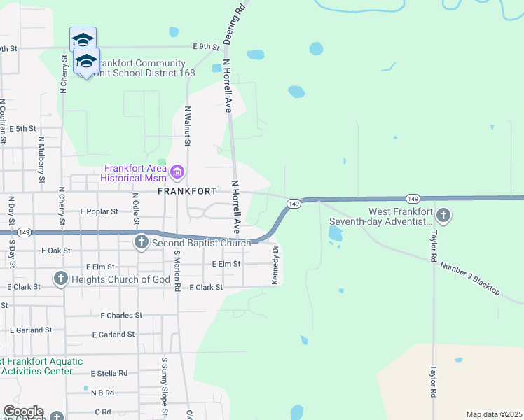 map of restaurants, bars, coffee shops, grocery stores, and more near 2500 East Saint Louis Street in West Frankfort