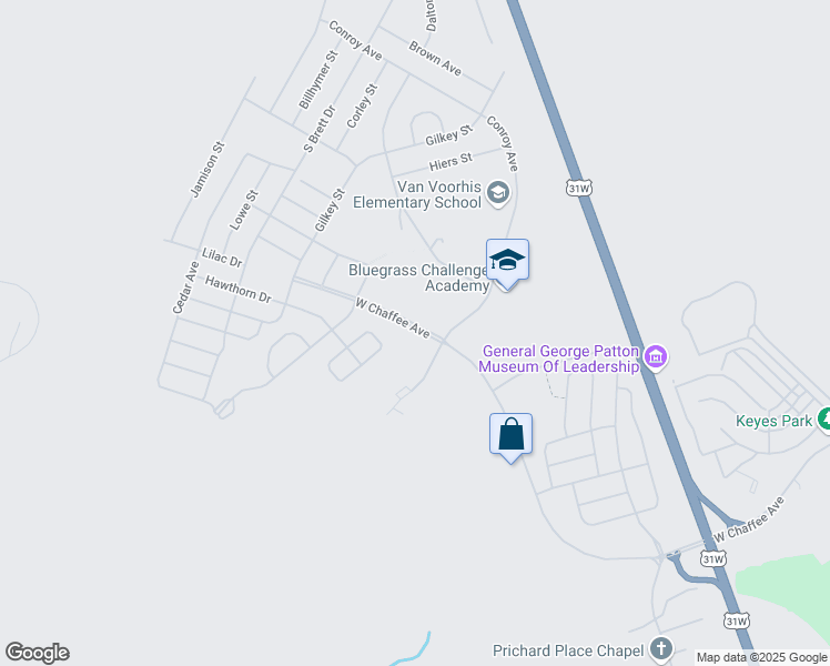 map of restaurants, bars, coffee shops, grocery stores, and more near 609 West Chaffee Avenue in Fort Knox
