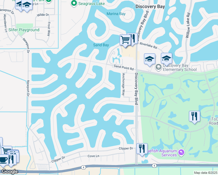 map of restaurants, bars, coffee shops, grocery stores, and more near 1836 Dolphin Court in Discovery Bay