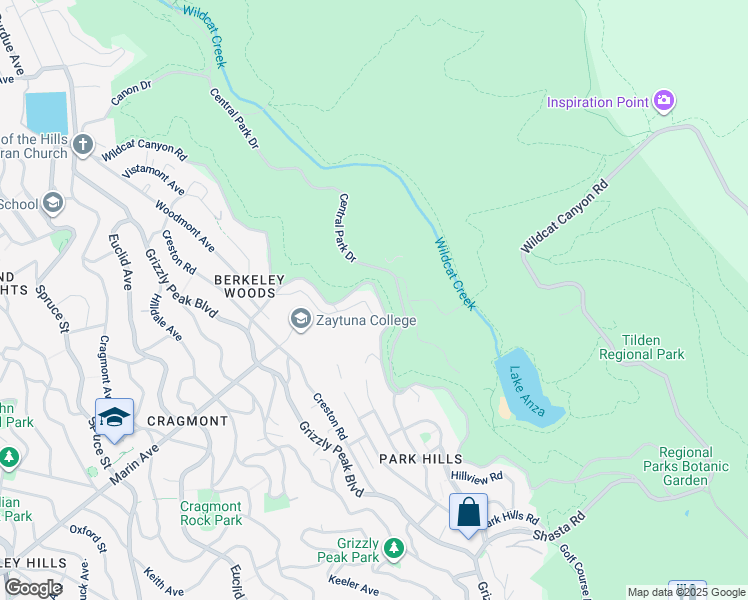 map of restaurants, bars, coffee shops, grocery stores, and more near 780 Wildcat Canyon Road in Berkeley