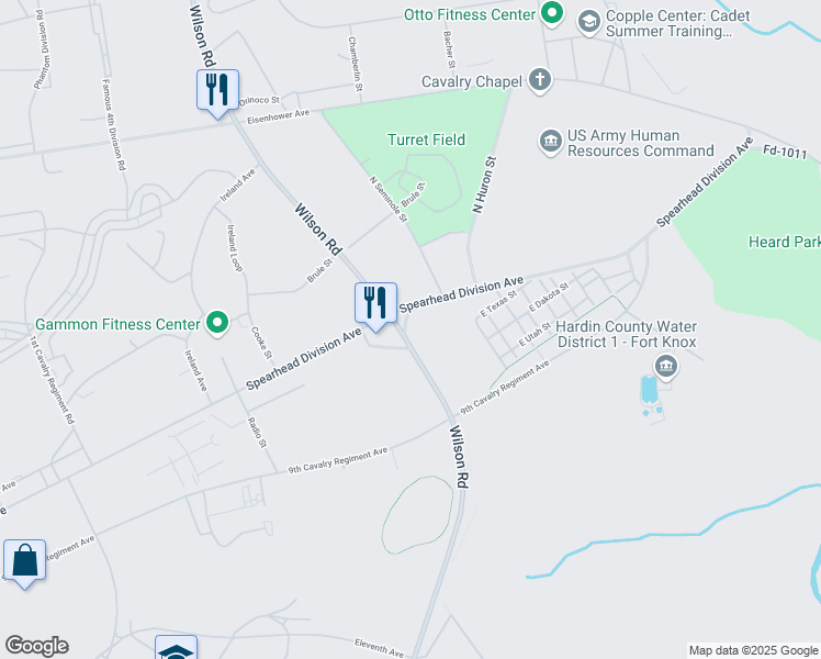 map of restaurants, bars, coffee shops, grocery stores, and more near in Fort Knox