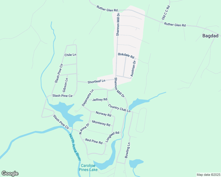 map of restaurants, bars, coffee shops, grocery stores, and more near 12145 White Bark Road in Ruther Glen