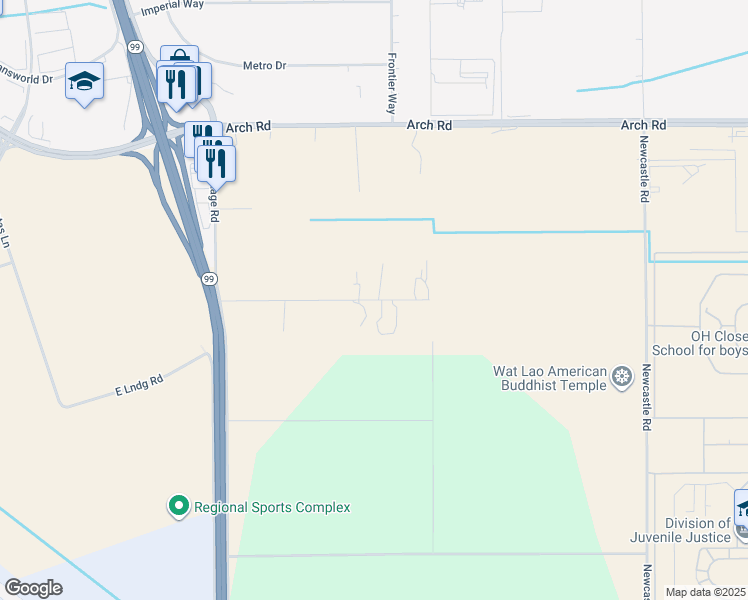 map of restaurants, bars, coffee shops, grocery stores, and more near 4006 Sunny Road in Stockton