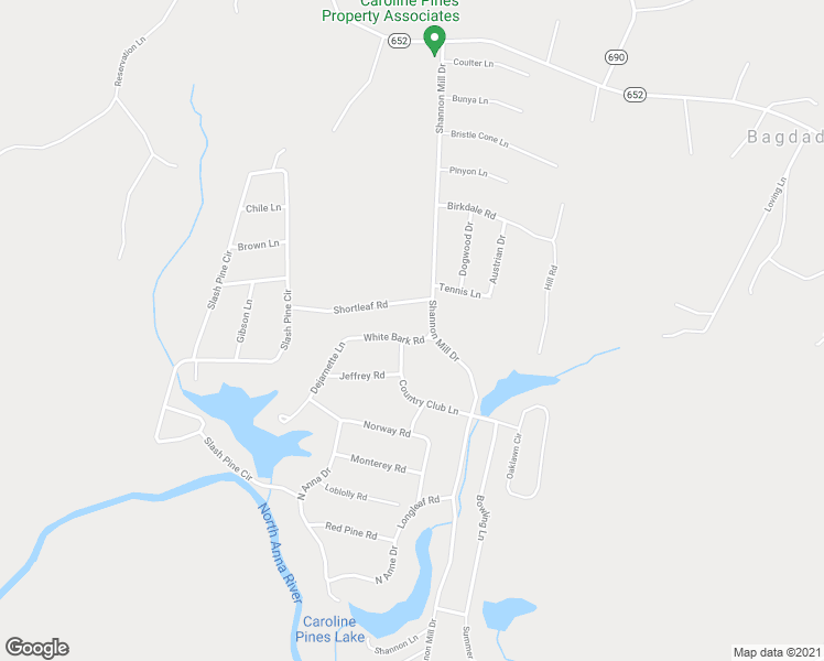 map of restaurants, bars, coffee shops, grocery stores, and more near 12145 White Bark Road in Ruther Glen