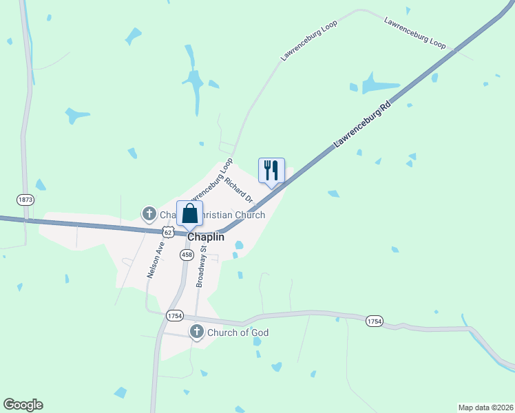 map of restaurants, bars, coffee shops, grocery stores, and more near 5900 Lawrenceburg Road in Chaplin