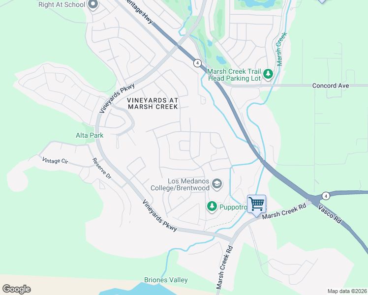 map of restaurants, bars, coffee shops, grocery stores, and more near 1765 Merlot Circle in Brentwood