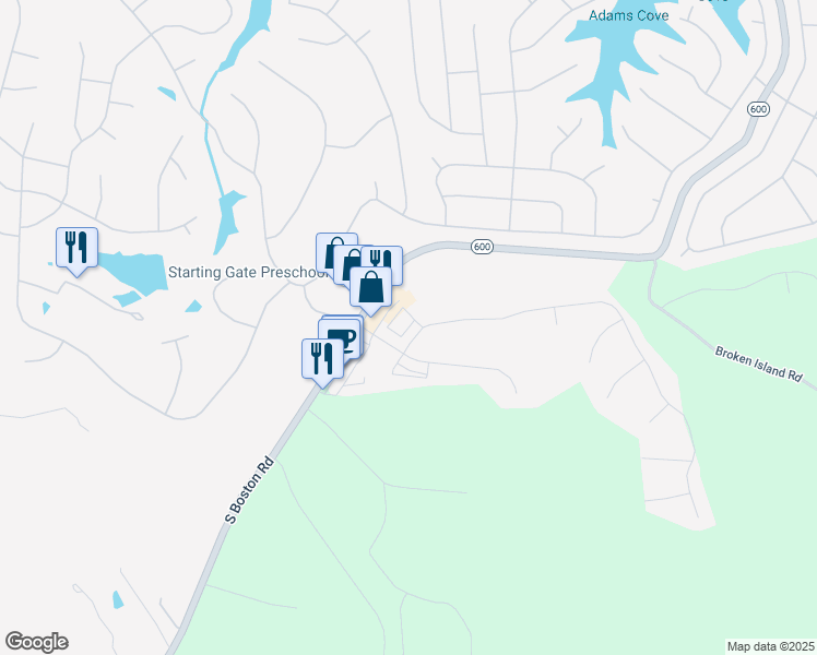 map of restaurants, bars, coffee shops, grocery stores, and more near Villa Circle in Palmyra