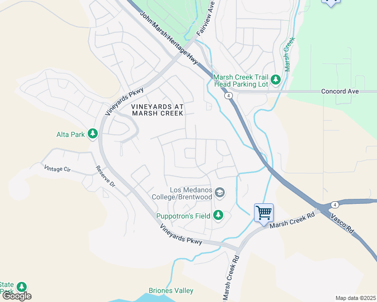 map of restaurants, bars, coffee shops, grocery stores, and more near 1785 Merlot Circle in Brentwood