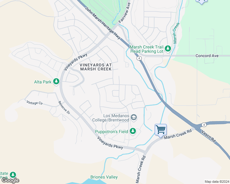 map of restaurants, bars, coffee shops, grocery stores, and more near 1785 Merlot Circle in Brentwood