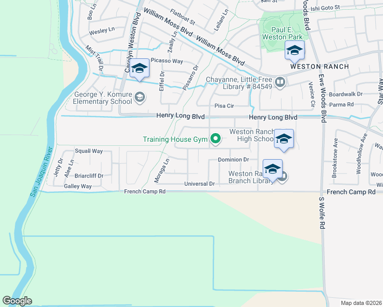 map of restaurants, bars, coffee shops, grocery stores, and more near 4827 Pennel Court in Stockton