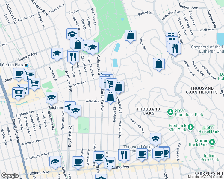 map of restaurants, bars, coffee shops, grocery stores, and more near 364 Coventry Road in Kensington