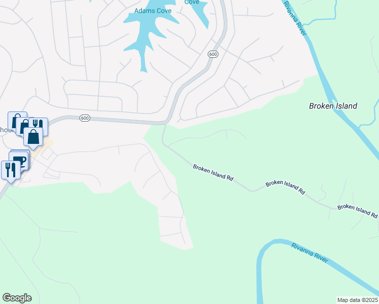 map of restaurants, bars, coffee shops, grocery stores, and more near 227 Broken Island Road in Palmyra