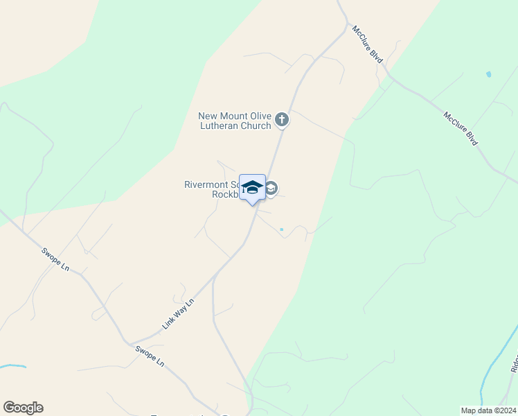 map of restaurants, bars, coffee shops, grocery stores, and more near Sterrett Rd in Rockbridge