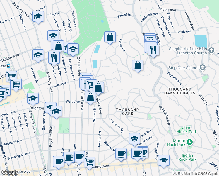 map of restaurants, bars, coffee shops, grocery stores, and more near 417 Ocean View Avenue in Kensington