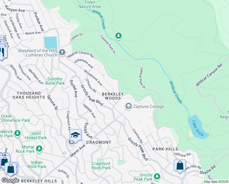 map of restaurants, bars, coffee shops, grocery stores, and more near 657 Vistamont Avenue in Berkeley