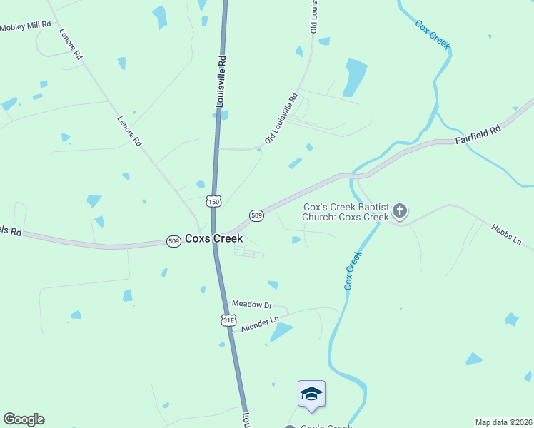 map of restaurants, bars, coffee shops, grocery stores, and more near 191-463 State Highway 509 in Coxs Creek