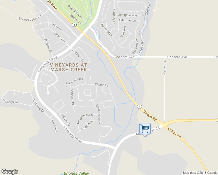 map of restaurants, bars, coffee shops, grocery stores, and more near 1590 Chianti Lane in Brentwood