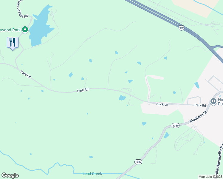 map of restaurants, bars, coffee shops, grocery stores, and more near 932 Park Road in Hawesville