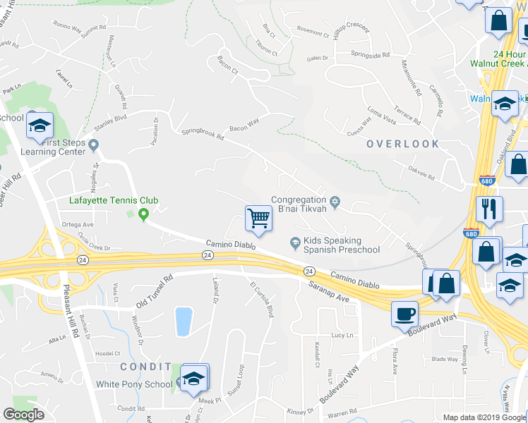 map of restaurants, bars, coffee shops, grocery stores, and more near 1160 Dunsyre Drive in Lafayette
