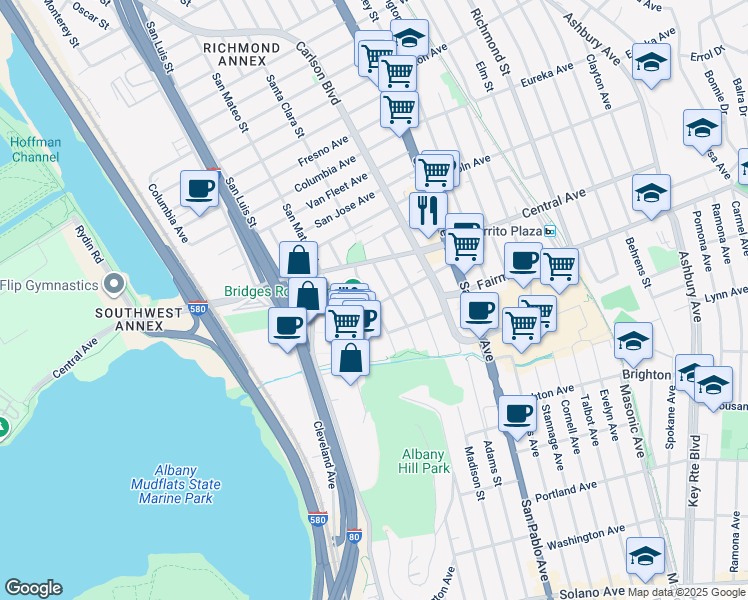 map of restaurants, bars, coffee shops, grocery stores, and more near 3247 Belmont Avenue in El Cerrito