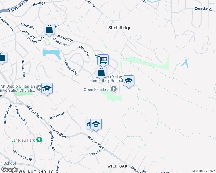 map of restaurants, bars, coffee shops, grocery stores, and more near 249 Lombardi Circle in Walnut Creek