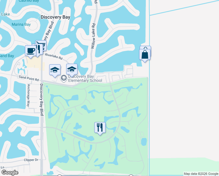 map of restaurants, bars, coffee shops, grocery stores, and more near 5620 Edgeview Drive in Discovery Bay