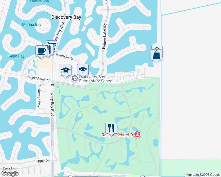 map of restaurants, bars, coffee shops, grocery stores, and more near 5580 Edgeview Drive in Discovery Bay