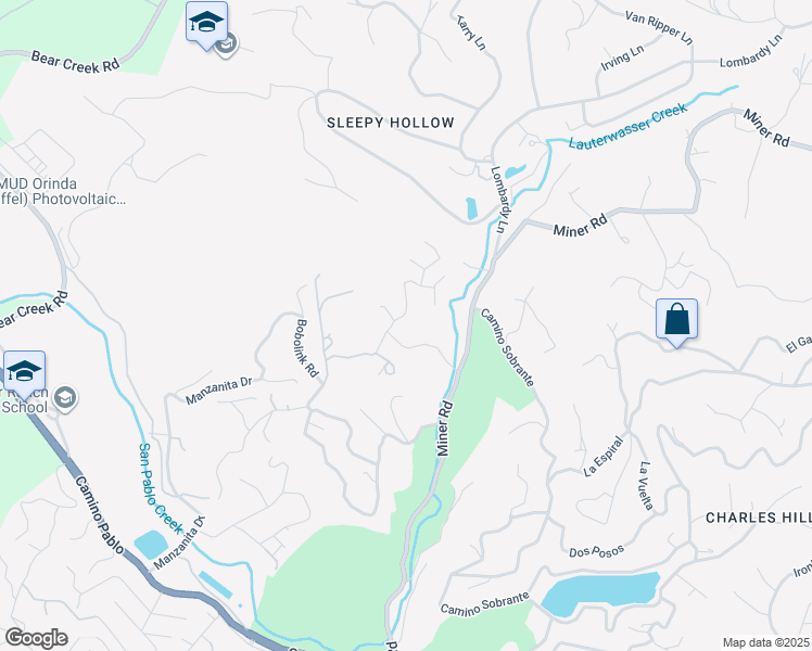 map of restaurants, bars, coffee shops, grocery stores, and more near 8 Oak Arbor Road in Orinda