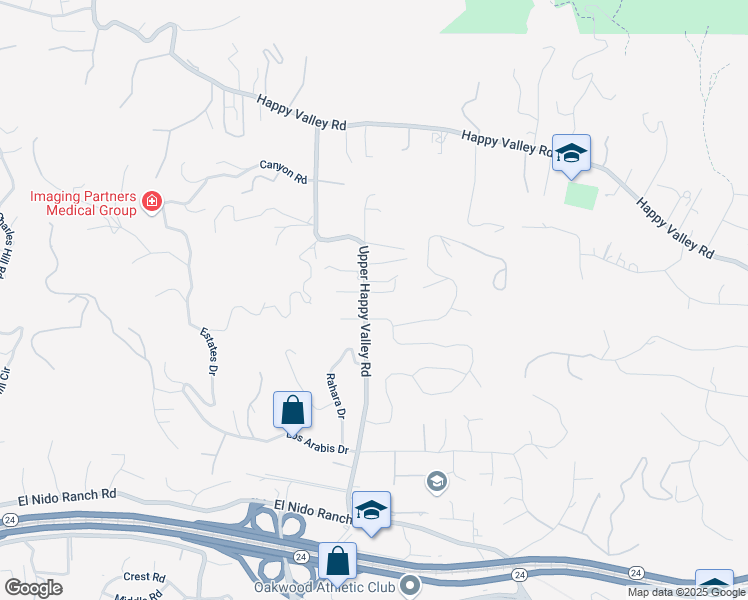 map of restaurants, bars, coffee shops, grocery stores, and more near 1142 Upper Happy Valley Road in Lafayette