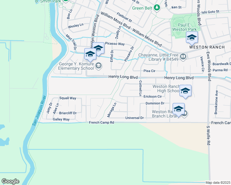 map of restaurants, bars, coffee shops, grocery stores, and more near 1968 Erickson Circle in Stockton